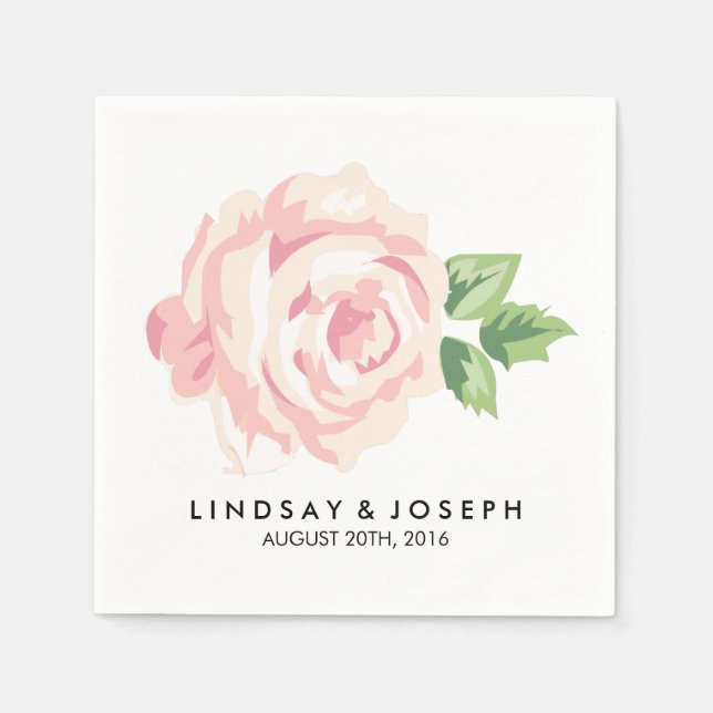 Serviettes Jetables Mariage Rose vintage (Devant)