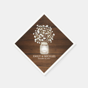 Serviettes Jetables Mariage rustique jarre de mason floral