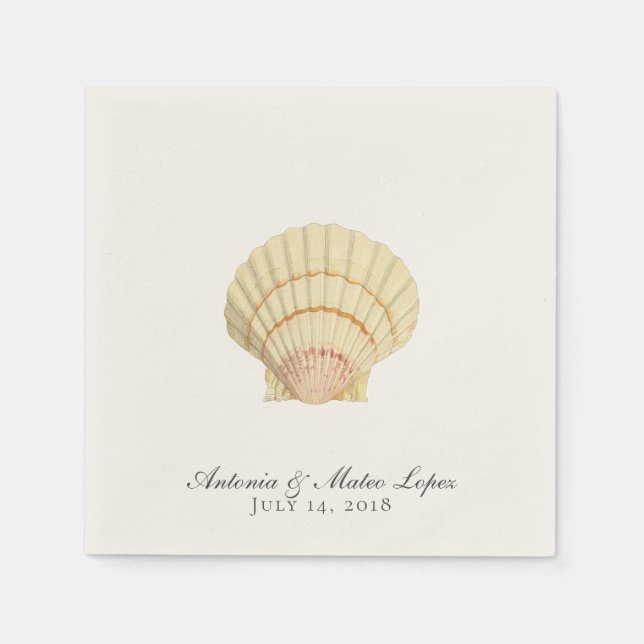 Serviettes Jetables Mariage simple coquille vintage (Devant)