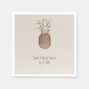 Serviettes Jetables Mariage Tropical Hawaïen Ananas Rustique