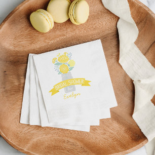 Serviettes Jetables Mariage Vintage Jar Mason Gris Jaune