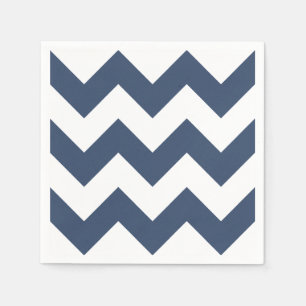 Serviettes Jetables Marine bleu et blanc moderne Chevron