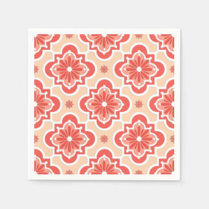 Serviettes Jetables Marocain en tuiles motif - Tons de Coral Orange