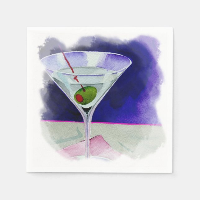 Serviettes Jetables Martini à l'olive (Devant)