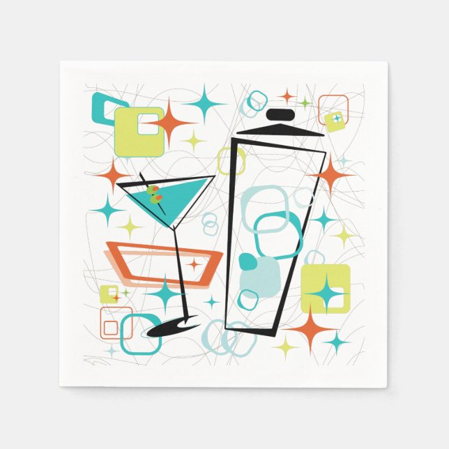 Serviettes Jetables Martinis A Go-Go Cocktail Napkins (Devant)