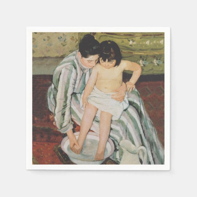 Serviettes Jetables Mary Cassatt Peinture sur le bain de l'enfant (Devant)