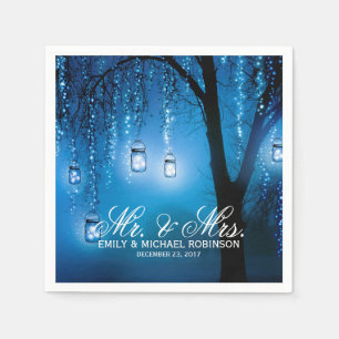 Serviettes Jetables Mason jarre phares à cordes arbre mariage rustique