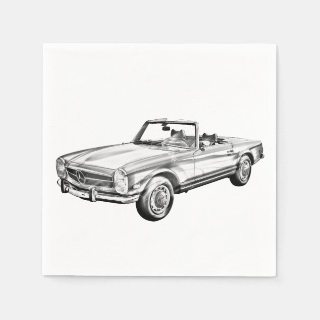 Serviettes Jetables Mercedes Benz 280 SL Illustration convertible (Devant)