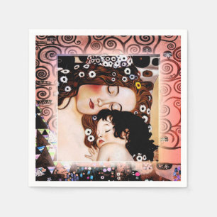Serviettes Jetables Mère et enfant par le collage de Gustav Klimt