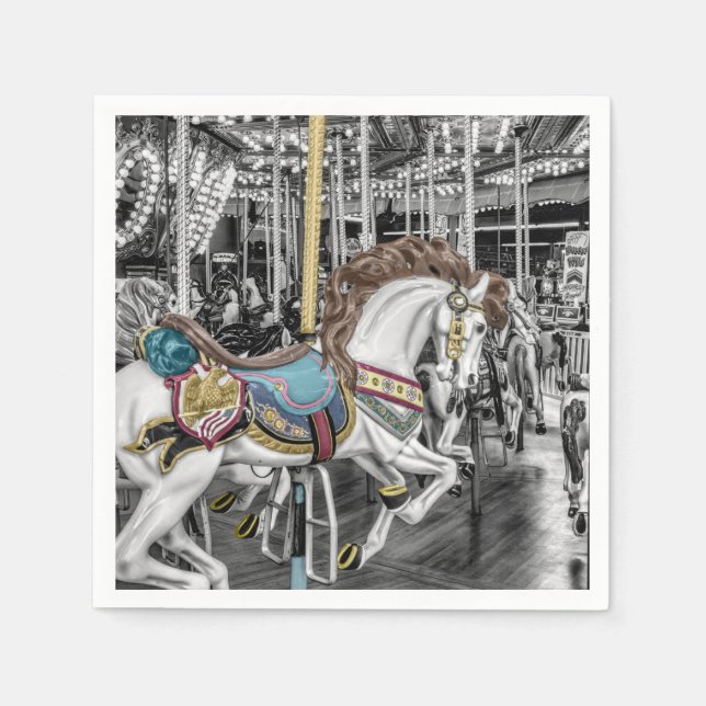 Serviettes Jetables Merry Go Round Carousel (Devant)