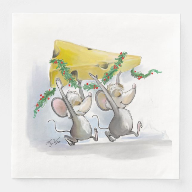 Serviettes Jetables Merry Mice Mic & Mac Holiday Paper Napkin (Devant)