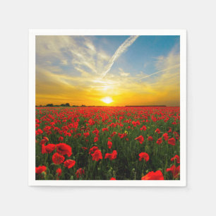 Serviettes Jetables Merveilleux champ de pavot Sunset Horizon