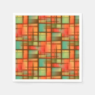 Serviettes Jetables Mi-siècle Moderne Abstrait Plaid Rouge Bleu Vert