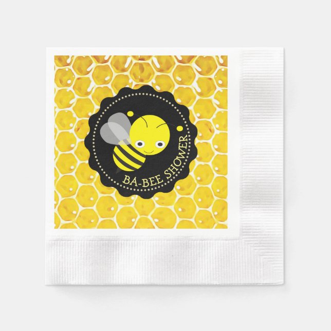 Serviettes Jetables Miel Bee Bumblebee Thème Babee Douche Napkins (Devant)