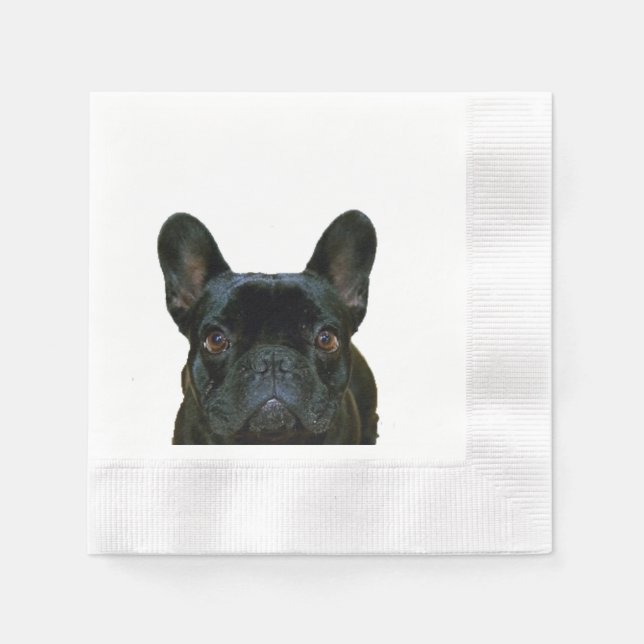 Serviettes Jetables Mignon Black French Bulldog Frenchie Photo : (Devant)