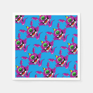 Serviettes Jetables Mignons pourpres gens mangent Monster