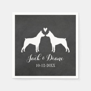 Serviettes Jetables Miniature Pinschers Couple de Mariage avec Texte