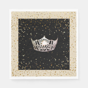 Serviettes Jetables Miss America Silver Crown Gold Stars Papier Napkin