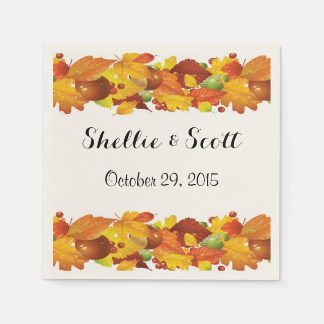 Serviettes Jetables Modèle de serviettes Mariage de automne personnali (Devant)