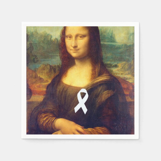 Serviettes Jetables Mona Lisa Au Ruban Blanc (Devant)
