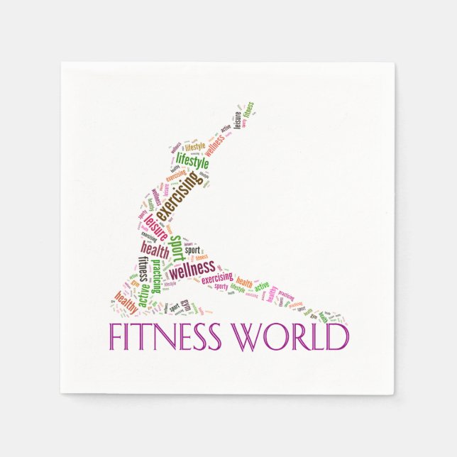 Serviettes Jetables Monde fitness (Devant)
