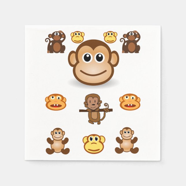 Serviettes Jetables Monkey Napkin (Devant)