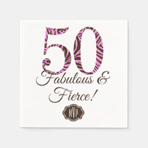 Serviettes Jetables Monogramme 50e anniversaire Fabuleux & Fierce