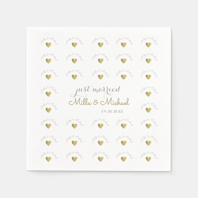 Serviettes Jetables monogramme d'amour élégant et élégant, blanc (Devant)