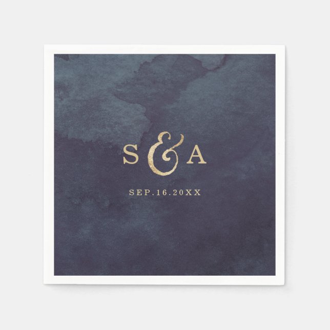 Serviettes Jetables Monogramme de calligraphie de parties scintillant  (Devant)