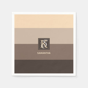 Serviettes Jetables Monogramme de la palette de couleurs Mocha Latte