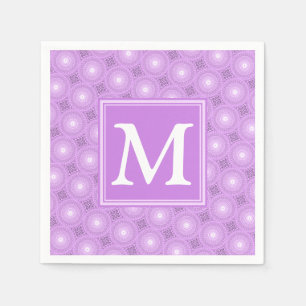 Serviettes Jetables Monogramme lilas cercles pourpres motif