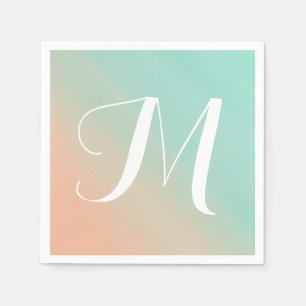 Serviettes Jetables Monogramme ombre fondu de la menthe et de la pêch