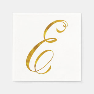 Serviettes Jetables Monogramme personnalisé E Faux Monogrammes Gold F