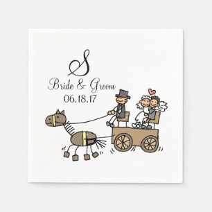 Serviettes Jetables Monogramme personnalisé Mariage Cheval traîné