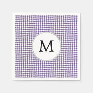 Serviettes Jetables Monogramme personnalisé violet Motif Houndstooth