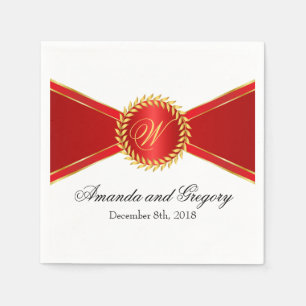 Serviettes Jetables Monogramme Red Elegance
