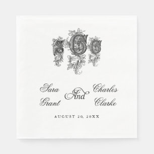 Serviettes Jetables Monogramme SCC du cru trois épousant les