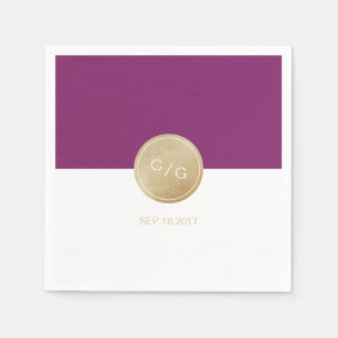 Serviettes Jetables Monographie de mariage moderne minimaliste violet