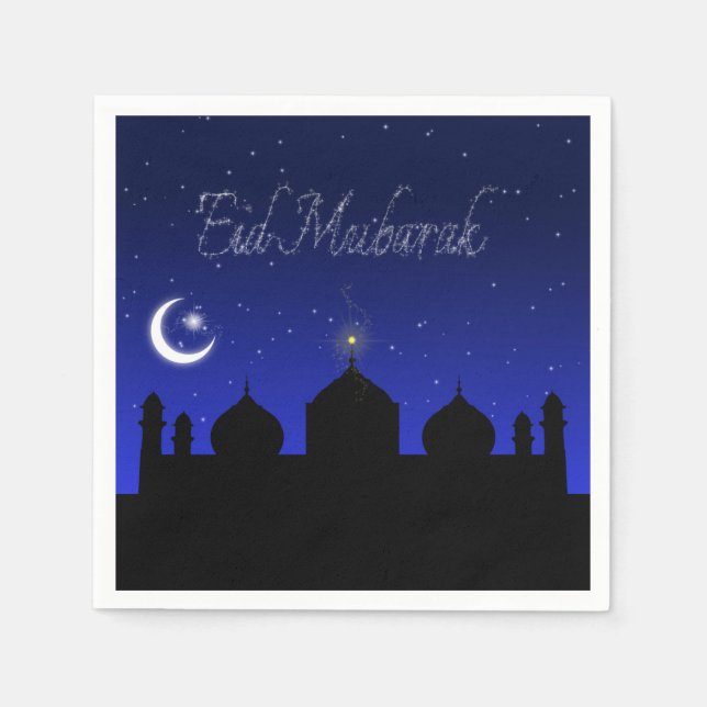 Serviettes Jetables Mosquée des étoiles de nuit de l'Aïd Moubarak (Devant)