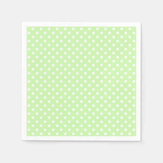 Serviettes Jetables Motif à points polka blanc et vert céleri (Devant)