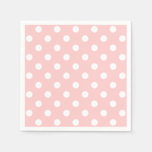 Serviettes Jetables Motif à points polka rose et blanc