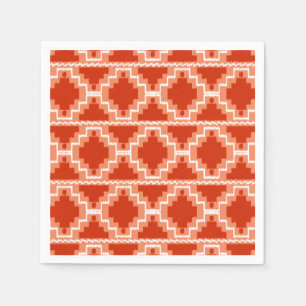 Serviettes Jetables Motif Aztec Ikat - Rouille, Orange et blanc