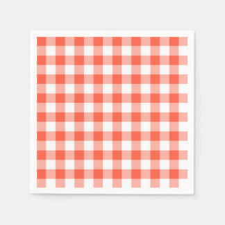 Serviettes Jetables Motif chèque En vichy orange et blanc
