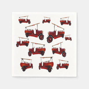 Serviettes Jetables Motif de camion Vintage rouge,