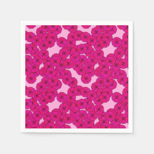 Serviettes Jetables Motif de fleurs Art Déco - magenta sur rose