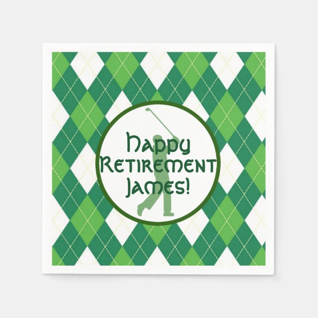 Serviettes Jetables Motif de Jacquard vert et Golf Party (Devant)