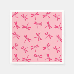 Serviettes Jetables Motif de libellule japonaise, rose corail clair