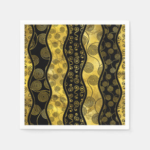 Serviettes Jetables Motif de luxe noir et or africain