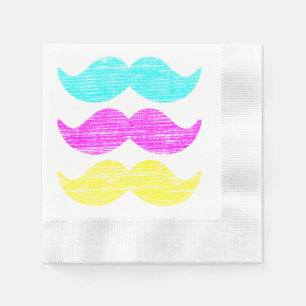 Serviettes Jetables Motif de moustache en couleurs CMJ tramées