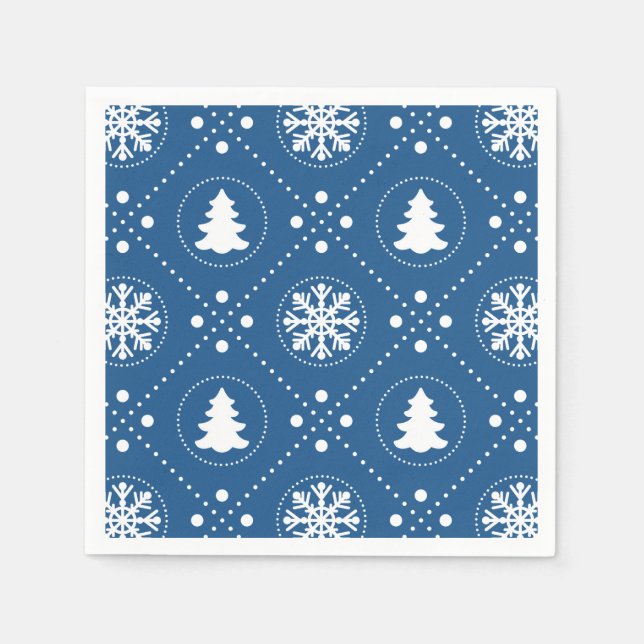 Serviettes Jetables Motif de Noël bleu classique (Devant)